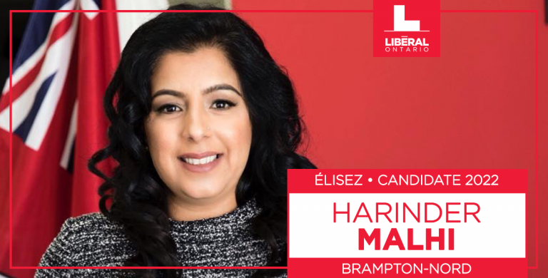Les libéraux de Brampton-Nord désignent Harinder Malhi comme candidate du Parti libéral de l&rsquo;Ontario pour 2022