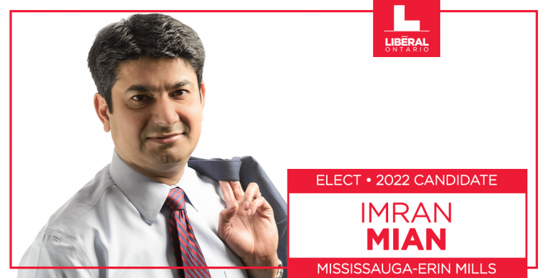 Liberals in Mississauga-Erin Mills Nominate Imran Mian as 2022 Ontario Liberal Party Candidate