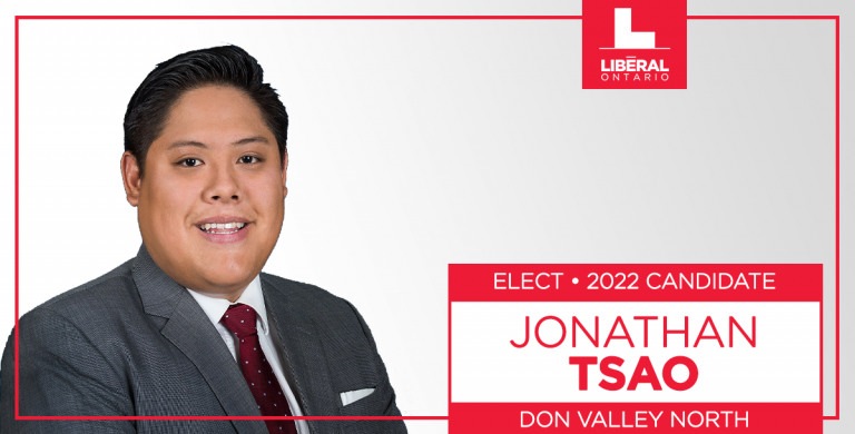 Liberals in Don Valley North Nominate Jonathan Tsao as 2022 Ontario Liberal Party Candidate