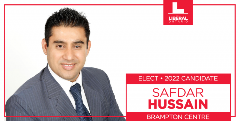 Liberals in Brampton Centre Nominate Safdar Hussain as 2022 Ontario Liberal Party Candidate