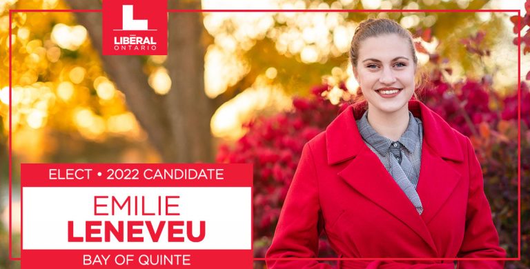 Liberals in Bay of Quinte Nominate Emilie Leneveu as 2022 Ontario Liberal Party Candidate