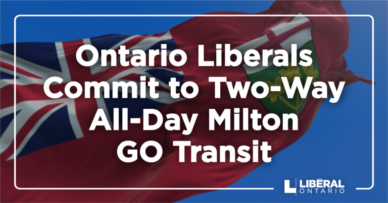 Les libéraux de l&rsquo;Ontario s&rsquo;engagent à offrir un service de transport en commun GO à deux sens toute la journée à Milton
