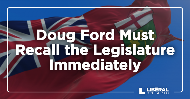 DEL DUCA: Doug Ford Must Recall the Legislature Immediately