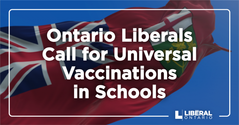 Les libéraux de l&rsquo;Ontario demandent la vaccination universelle dans les écoles