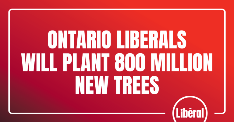 Les libéraux de l&rsquo;Ontario s&rsquo;associeront aux familles et aux collectivités pour planter 800 millions de nouveaux arbres