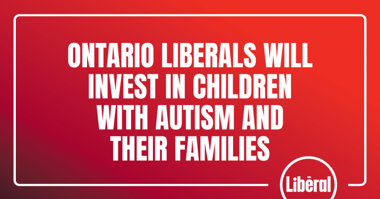 Un gouvernement libéral de l&rsquo;Ontario investira dans les enfants atteints d’autisme et leurs familles