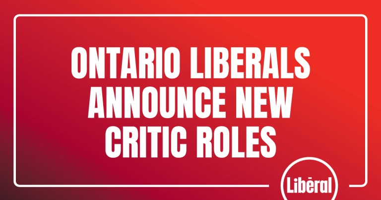 Ontario Liberals Announce New Critic Roles
