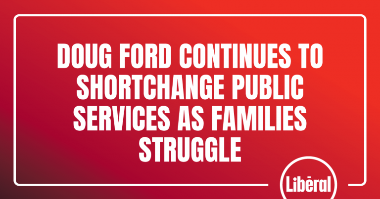 Doug Ford Continues to Shortchange Public Services as Families Struggle