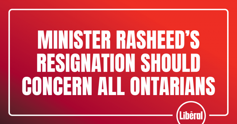 Minister Rasheed’s Resignation Should Concern All Ontarians: MPP Fraser